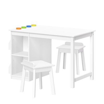 Kids Art Activity Table with Storage and 2 Chairs - White