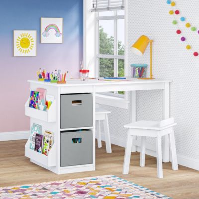 Kids Art Activity Table with 2pc Bins – Gray