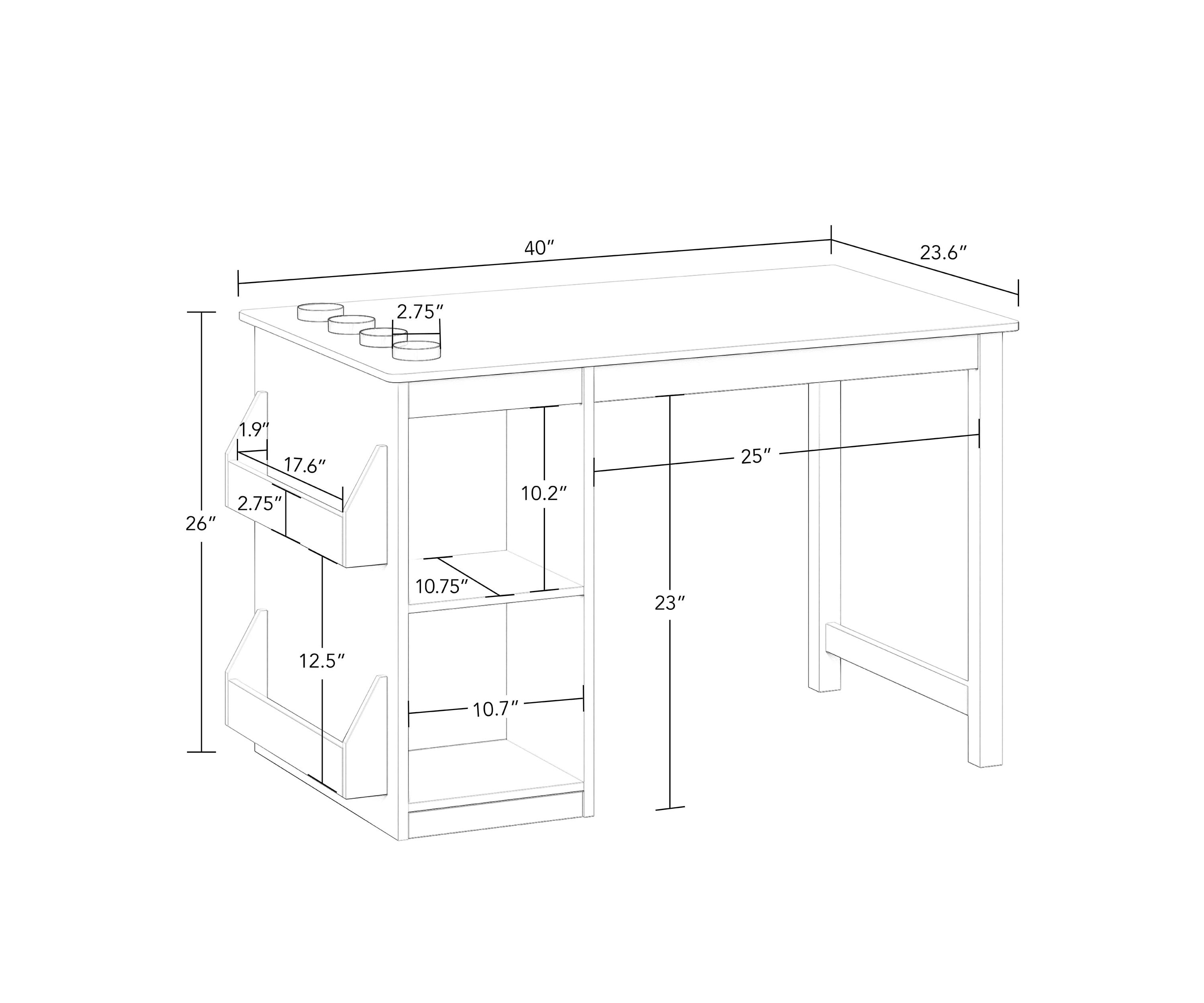 Kids Art Activity Table with 2pc Bins – Gray