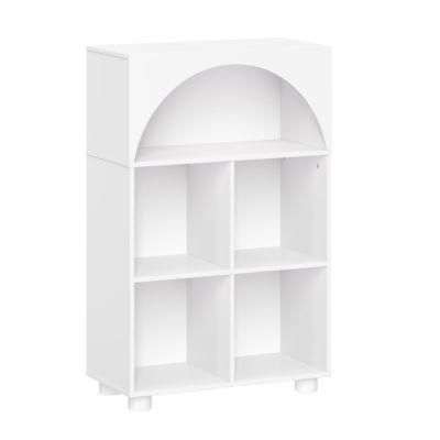 Kids Curve Appeal 23" Bookcase with 4 Cubbies and Arched Design - Sturdy Kids Bookshelf and Toy Storage Organizer for Playroom - White