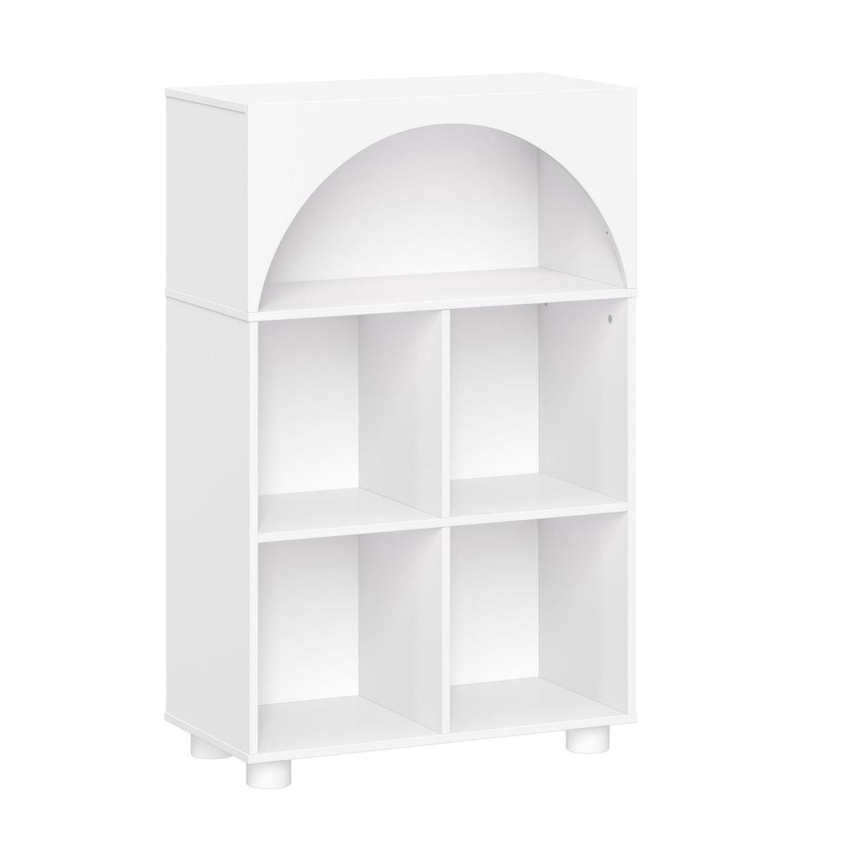 Kids Curve Appeal 23" Bookcase with 4 Cubbies and Arched Design - Sturdy Kids Bookshelf and Toy Storage Organizer for Playroom - White