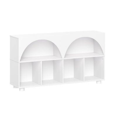 RiverRidge Home Kids Curve Appeal 46" Bookcase with 4 Cubbies and Arched Design - Sturdy Kids Bookshelf and Toy Organizer for Playroom - White