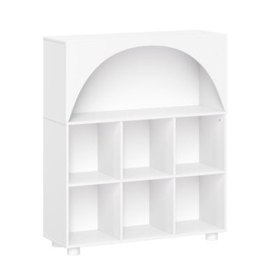 RiverRidge Home Kids Curve Appeal 35" Bookcase with 6 Cubbies and Arched Design - Sturdy Kids Bookshelf and Toy Organizer for Playroom - White