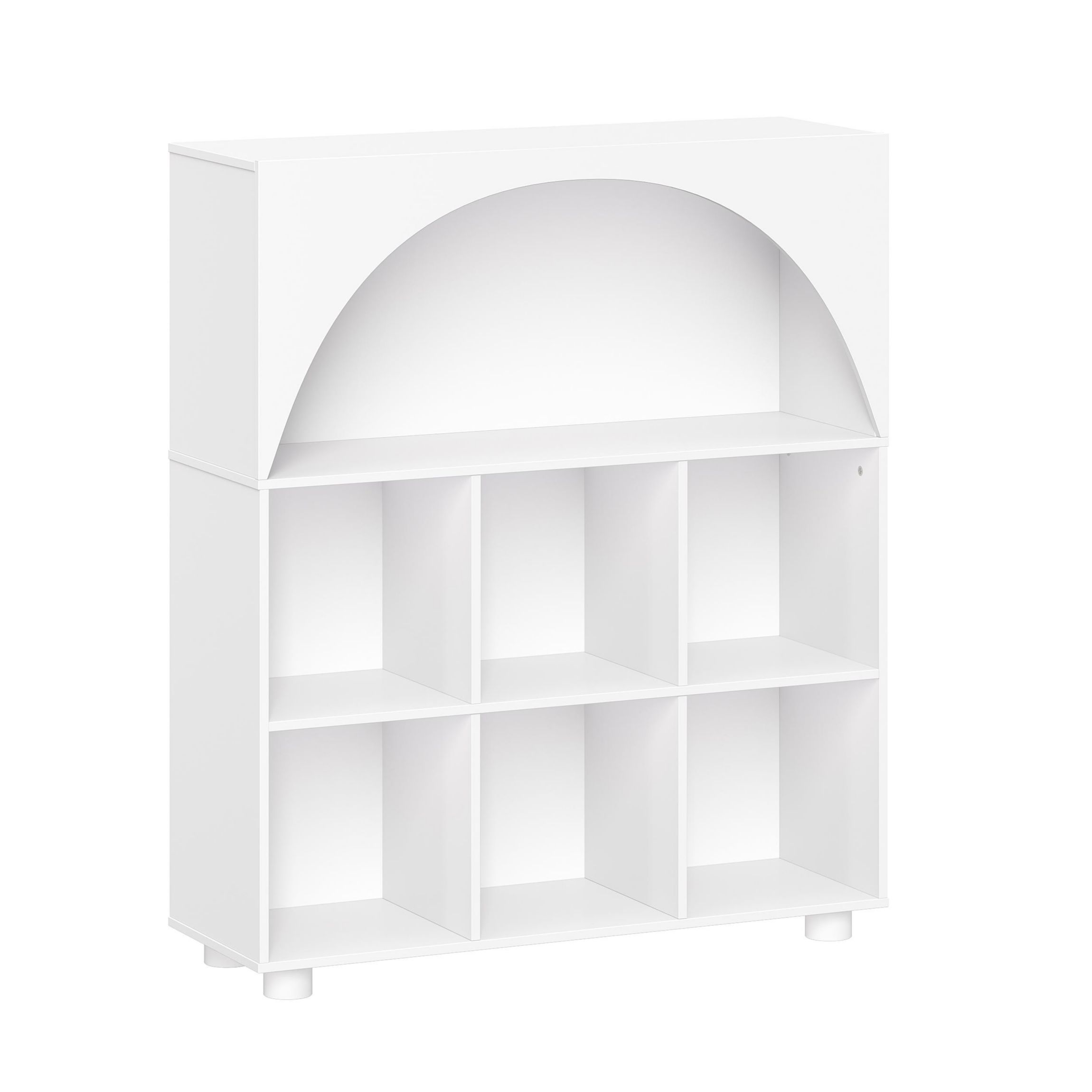 Kids Curve Appeal 35" Bookcase with 6 Cubbies and Arched Design - Sturdy Kids Bookshelf and Toy Organizer for Playroom - White