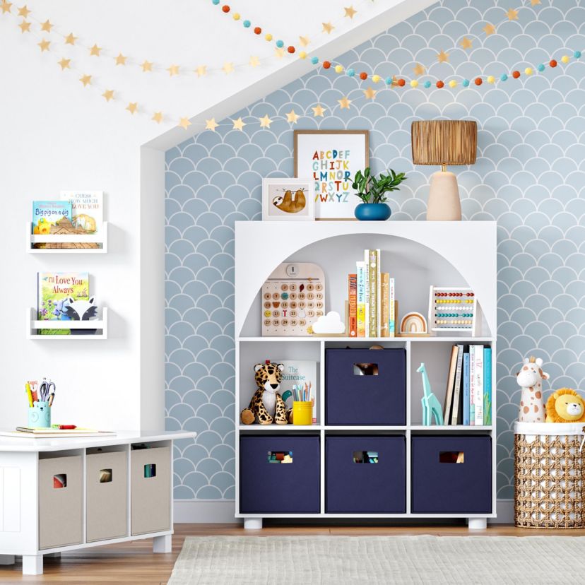 Kids Curve Appeal 35" Bookcase with 6 Cubbies and Arched Design - Sturdy Kids Bookshelf and Toy Organizer for Playroom - White