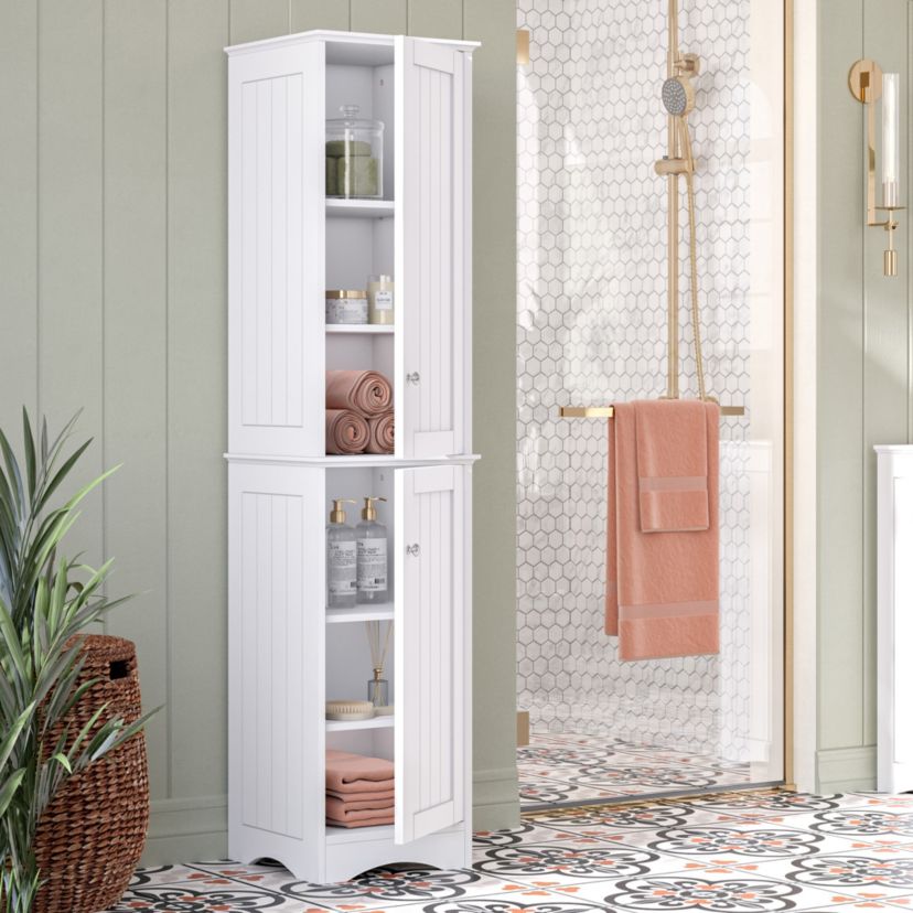Ashland Two-Door Tall Slim Bathroom Storage Linen Cabinet Organizer