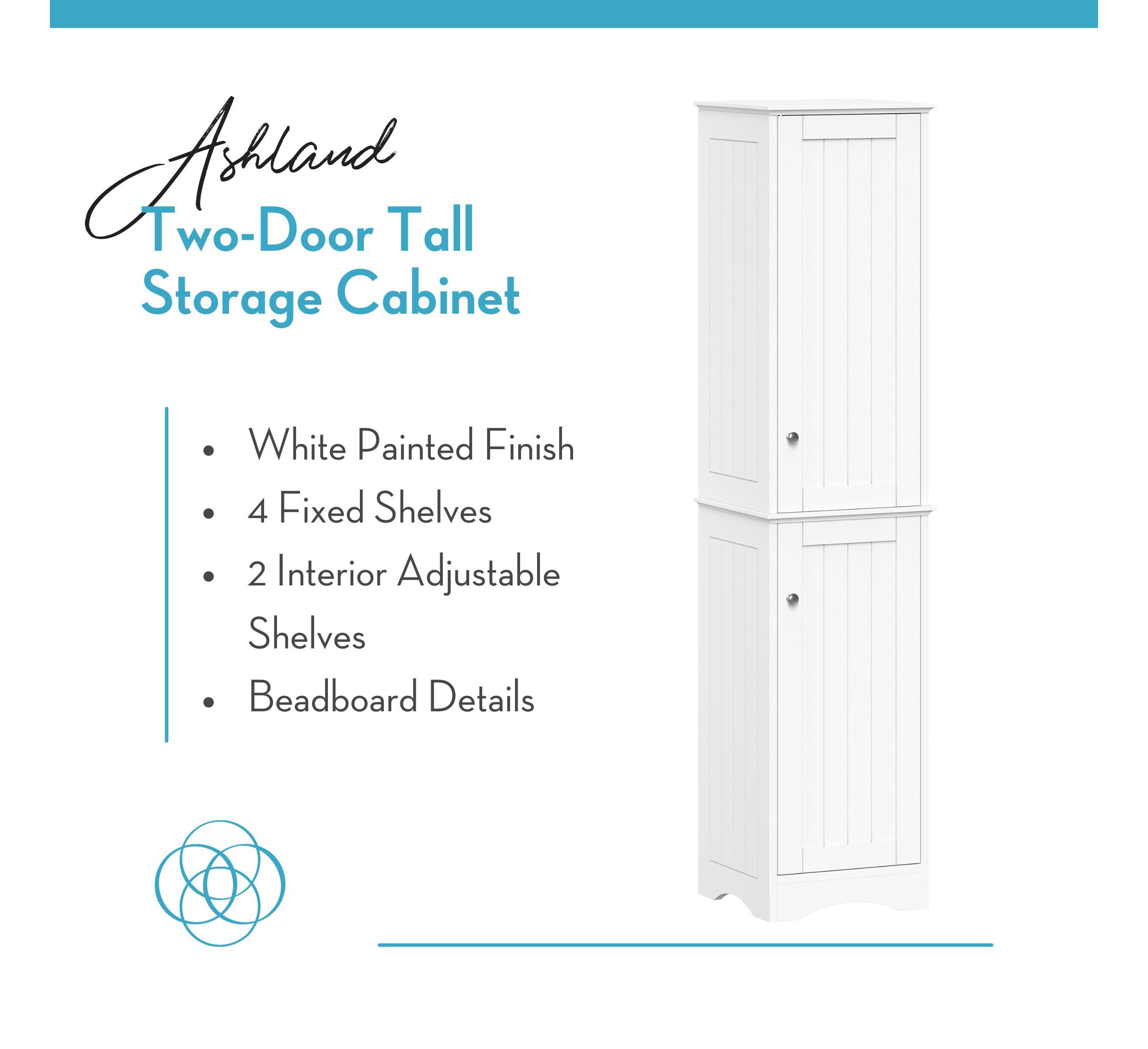 Ashland Two-Door Tall Slim Bathroom Storage Linen Cabinet Organizer