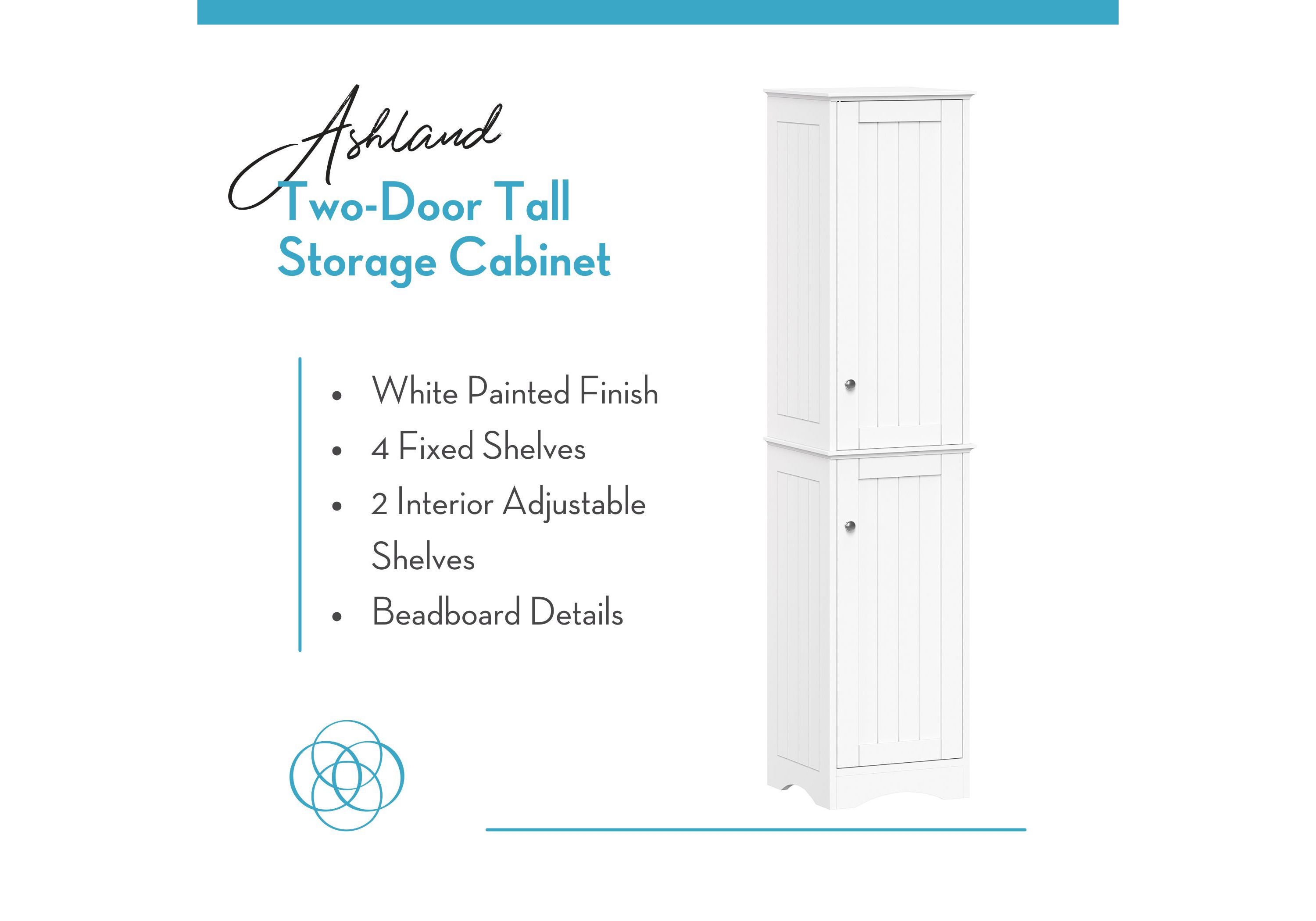 Ashland Two-Door Tall Slim Bathroom Storage Linen Cabinet Organizer