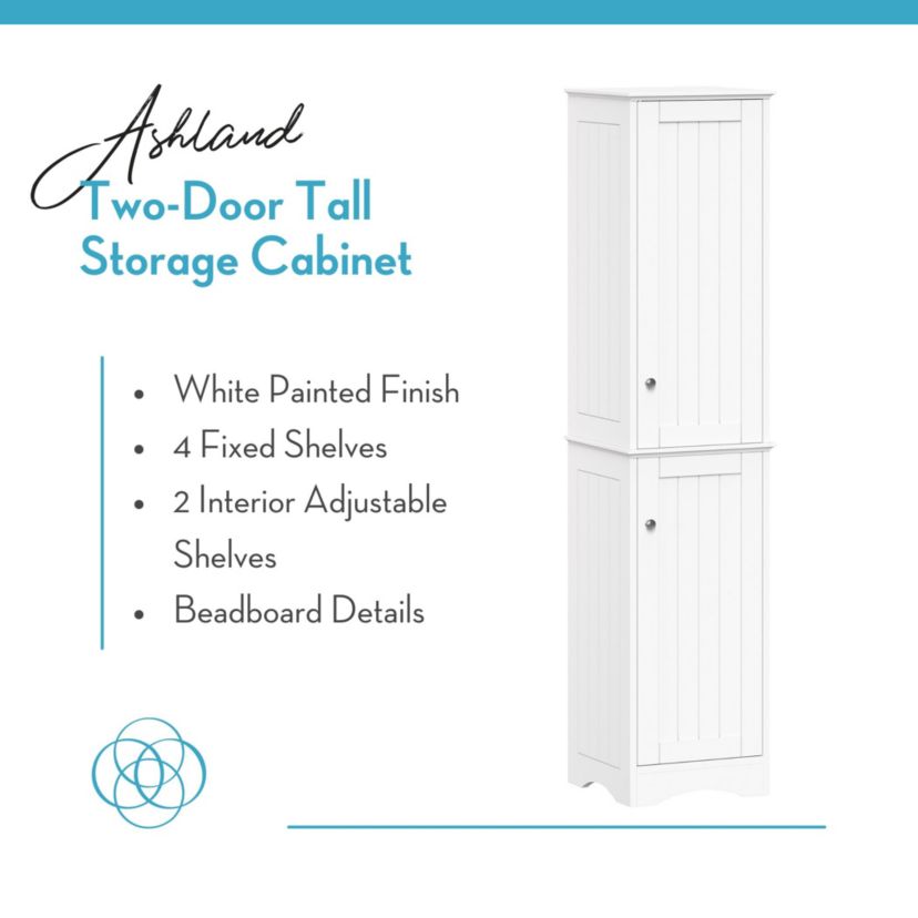 Ashland Two-Door Tall Slim Bathroom Storage Linen Cabinet Organizer