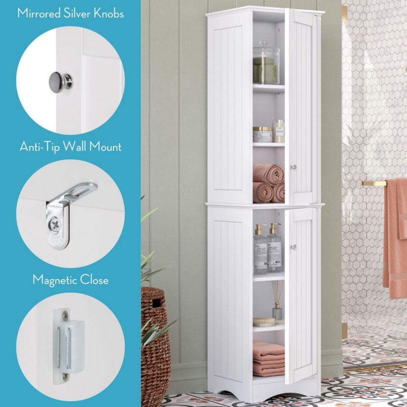 Ashland Two-Door Tall Slim Bathroom Storage Linen Cabinet Organizer