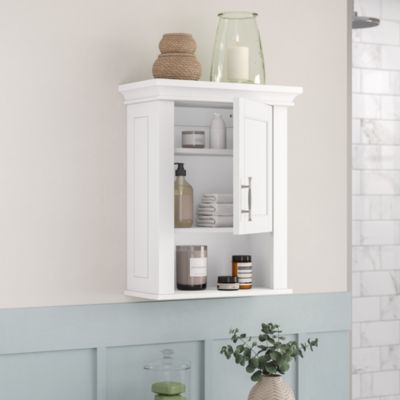 Somerset Single-Door Wall Mount Bathroom and Linen Storage Medicine Cabinet with Open and Adjustable Shelves