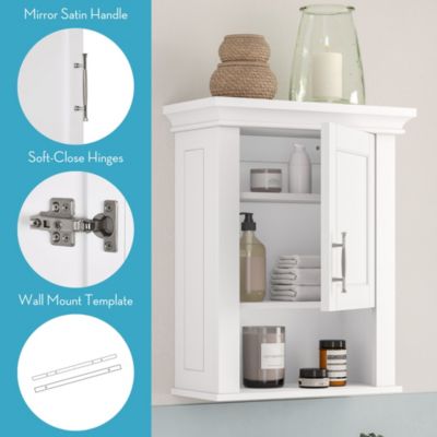 Somerset Single-Door Wall Mount Bathroom and Linen Storage Medicine Cabinet with Open and Adjustable Shelves