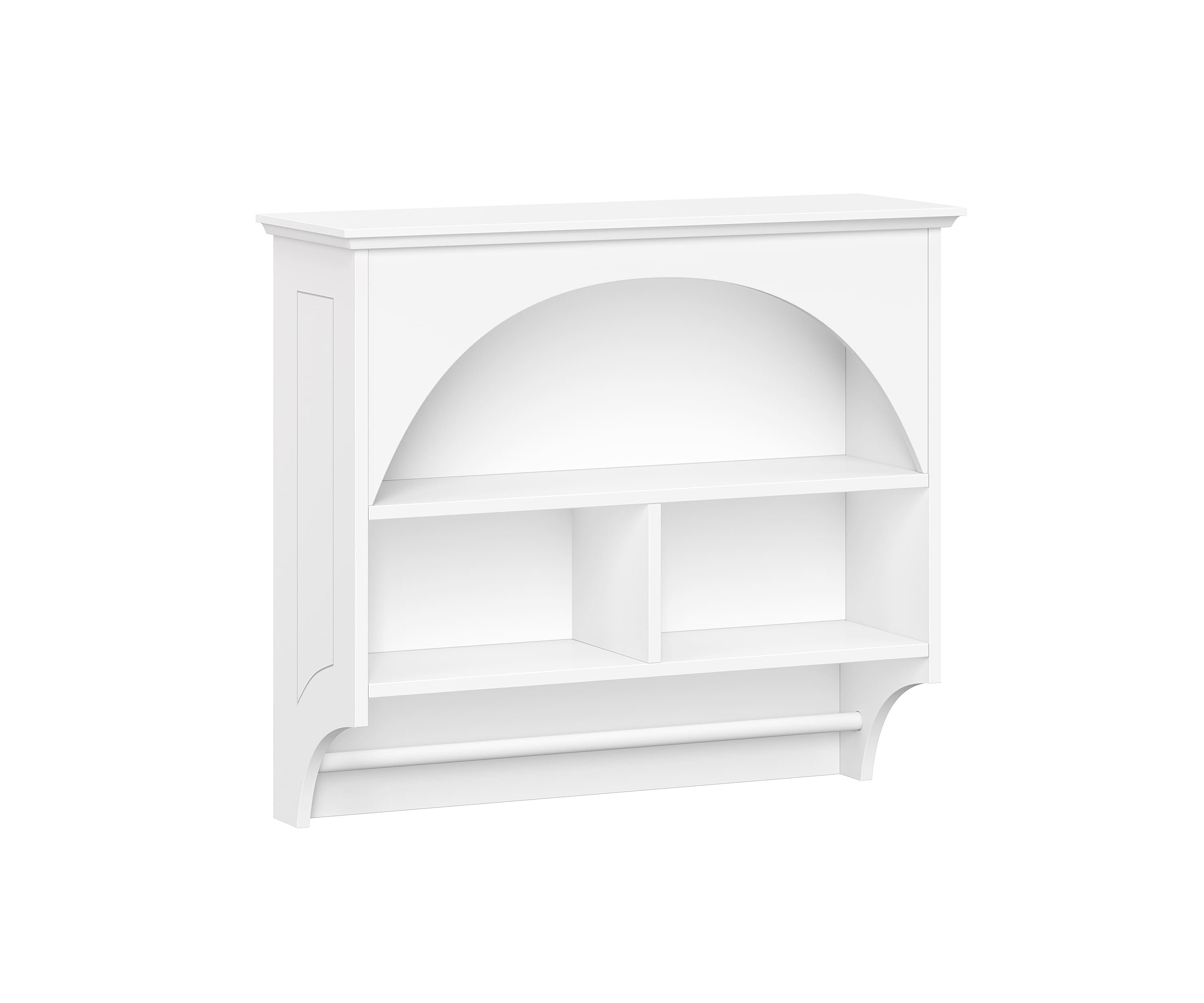 Bristol Bathroom and Laundry Arch Wall Mount Storage Medicine Cabinet Shelf with Towel Storage - White