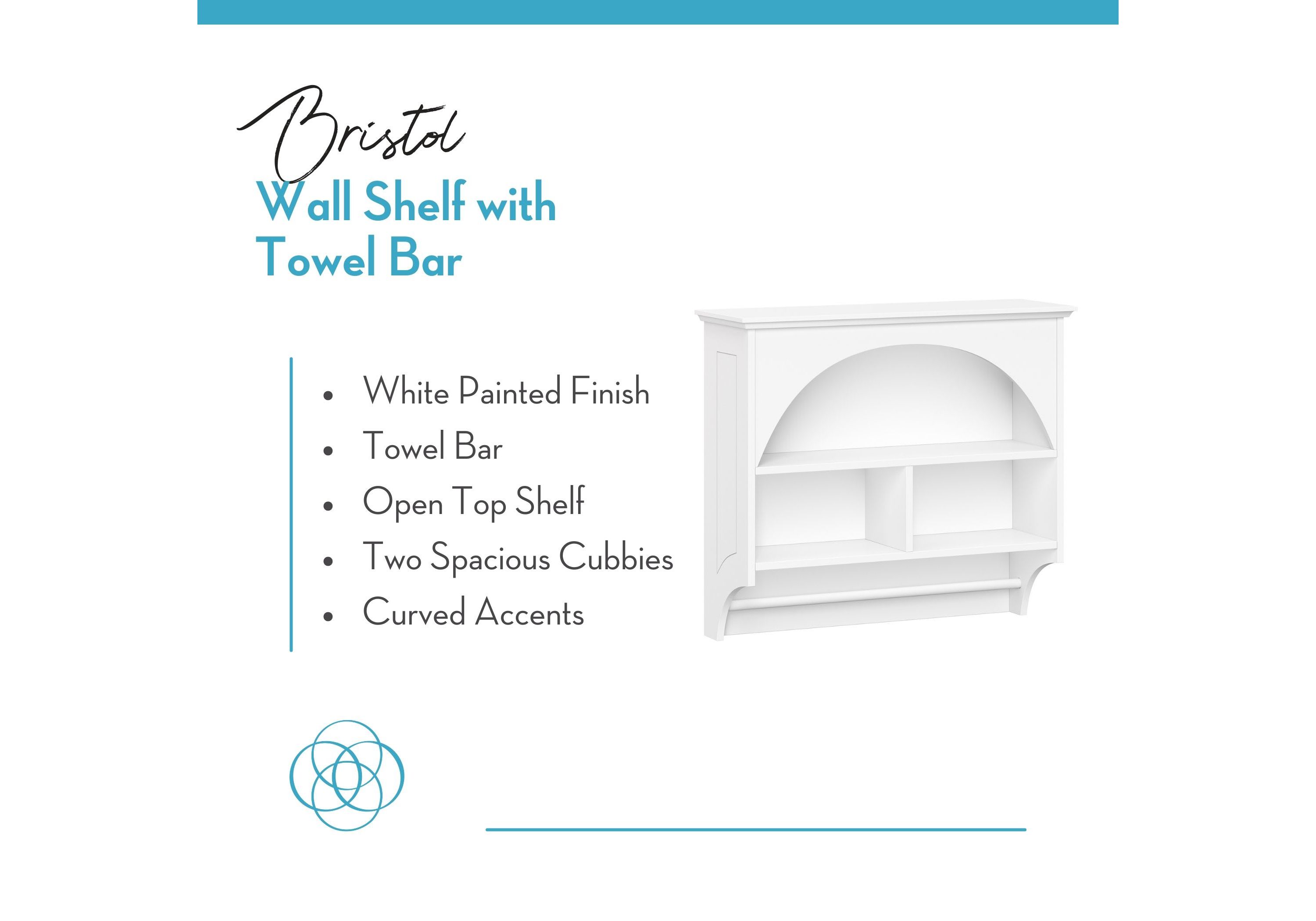 Bristol Bathroom and Laundry Arch Wall Mount Storage Medicine Cabinet Shelf with Towel Storage - White