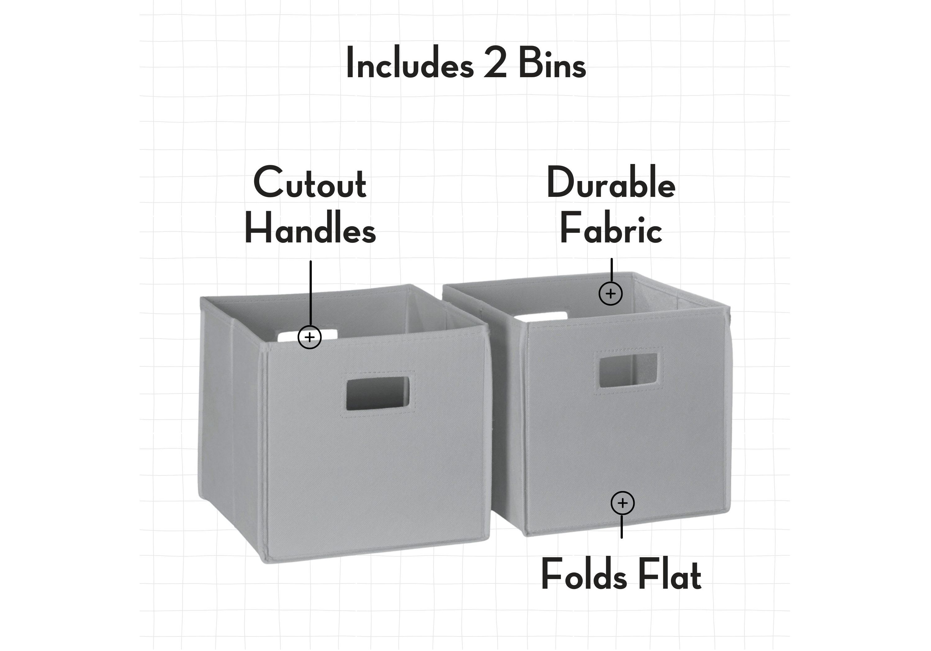 Kids Desk and Art Activity Table with 4 Storage Cubbies and 4 Removable Storage Cups - White with 2 Taupe Fabric Bins