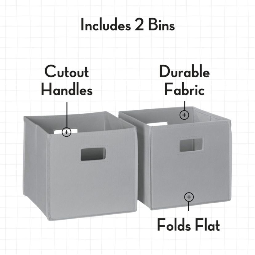 Kids Desk and Art Activity Table with 4 Storage Cubbies and 4 Removable Storage Cups - White with 2 Taupe Fabric Bins
