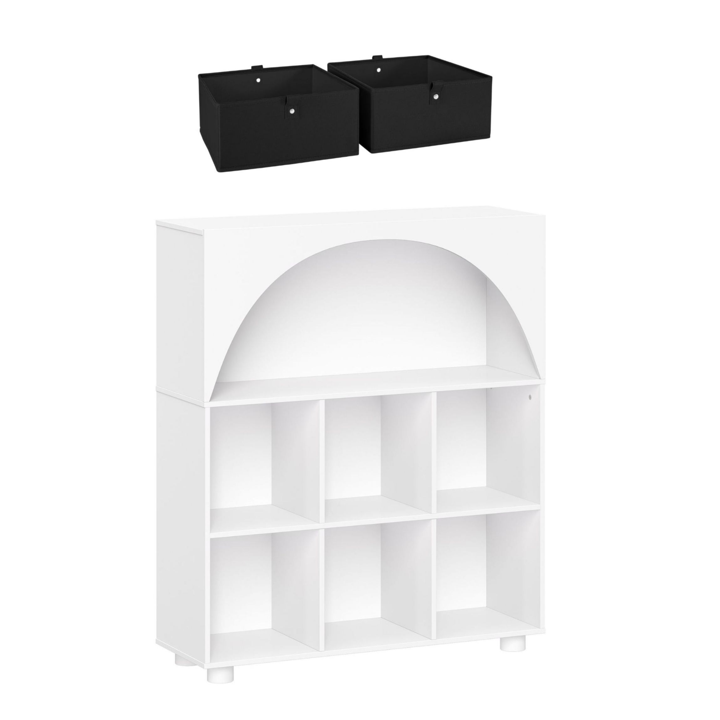Arched 35" 6 Cubby Entryway Shoe Rack Storage Organizer Cabinet with Shelves - White