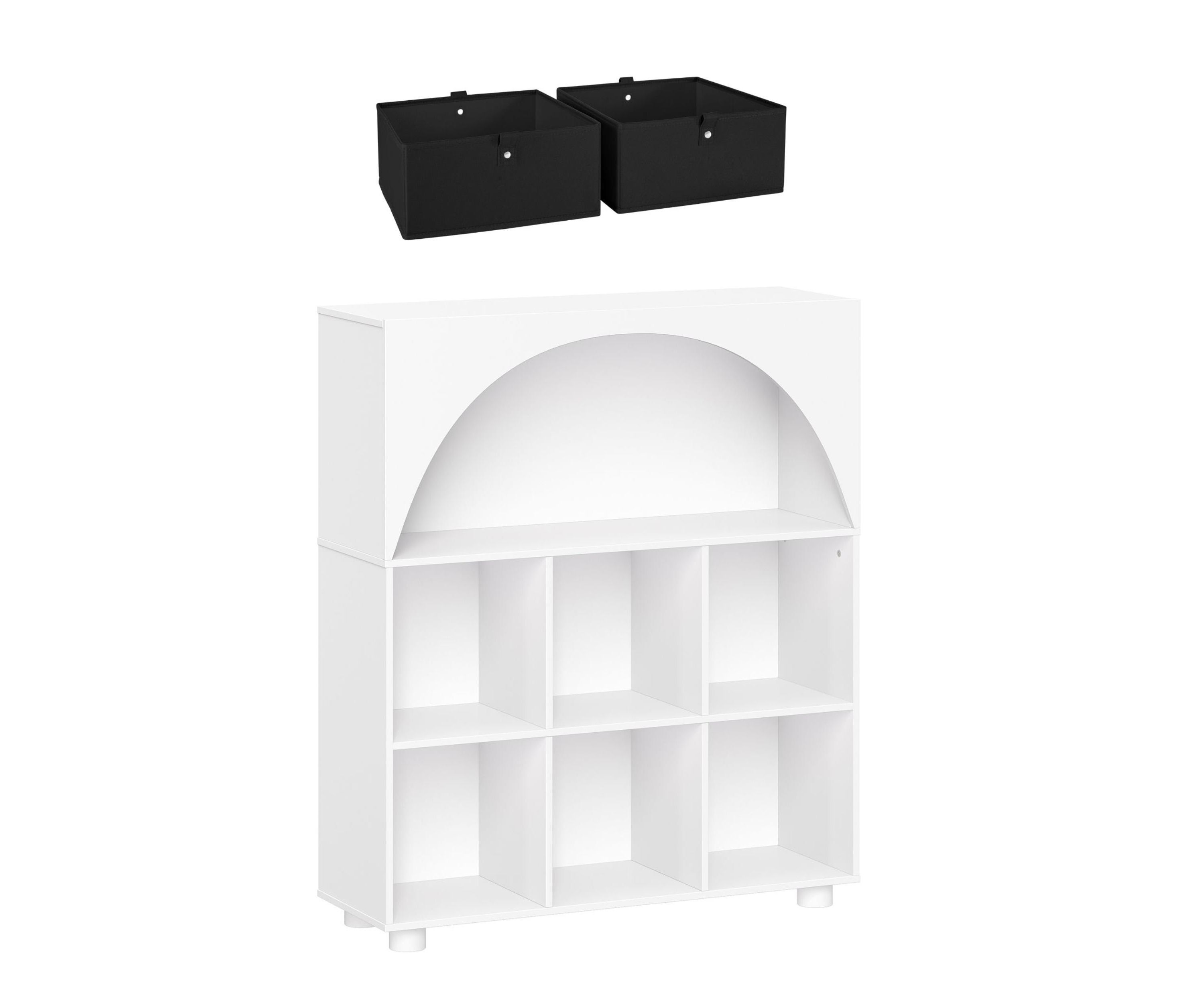 Arched 35" 6 Cubby Entryway Shoe Rack Storage Organizer Cabinet with Shelves - White