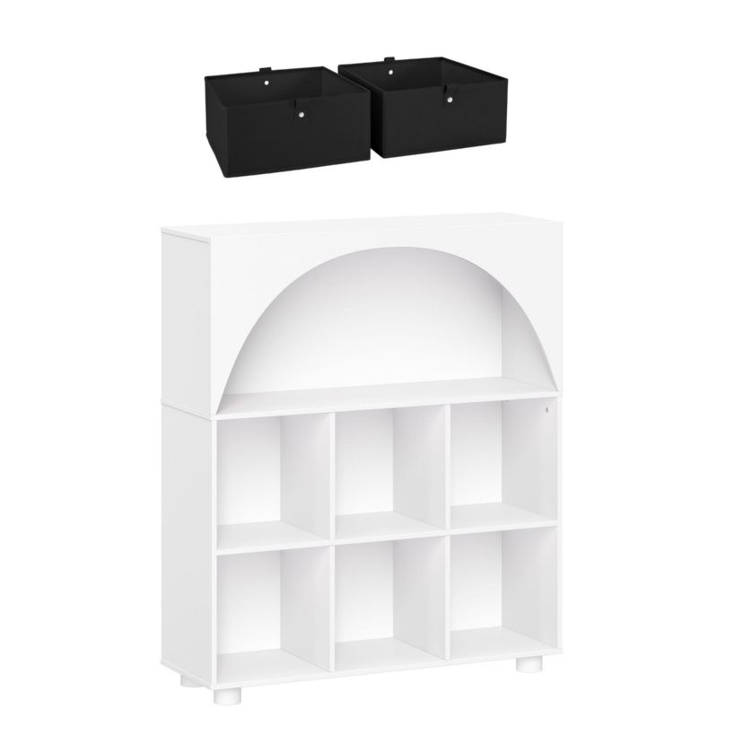 Arched 35" 6 Cubby Entryway Shoe Rack Storage Organizer Cabinet with Shelves - White