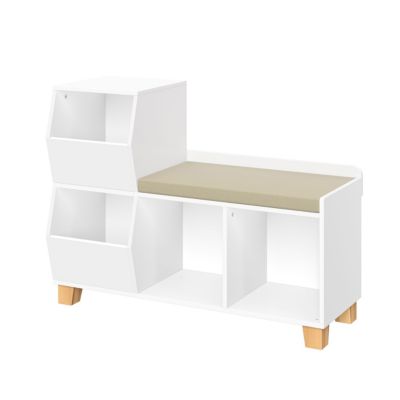 Kids Catch-All Multi-Cubby Storage Bench – White