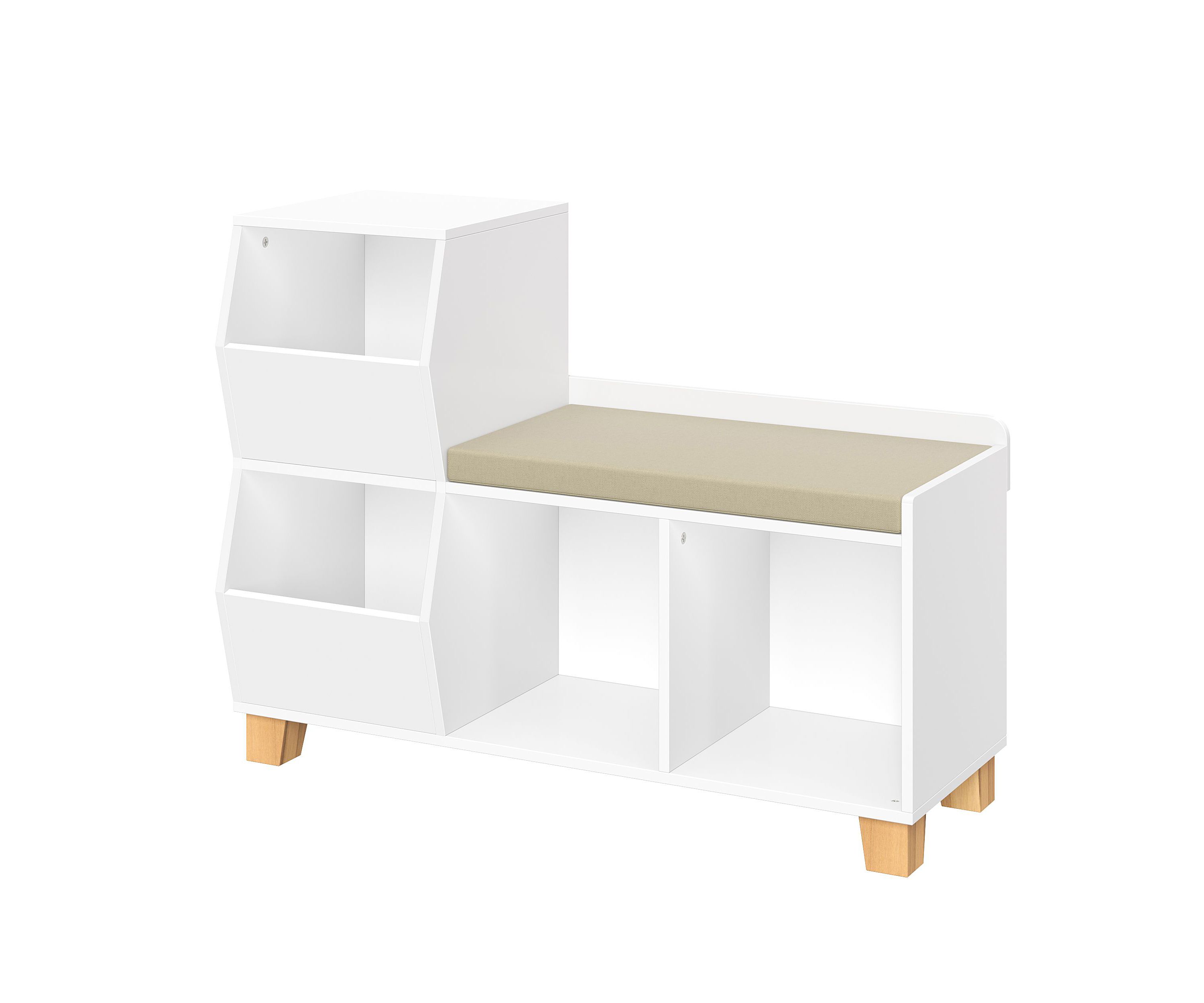 Kids Catch-All Multi-Cubby Storage Bench – White