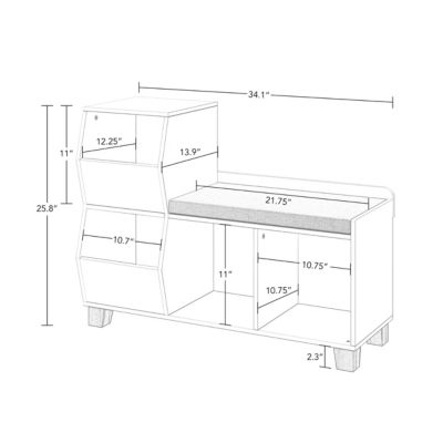 Kids Catch-All Multi-Cubby Storage Bench – White