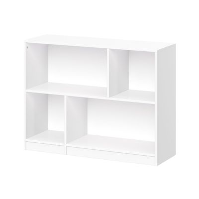 Kids Horizontal Bookcase with Cubbies – White 