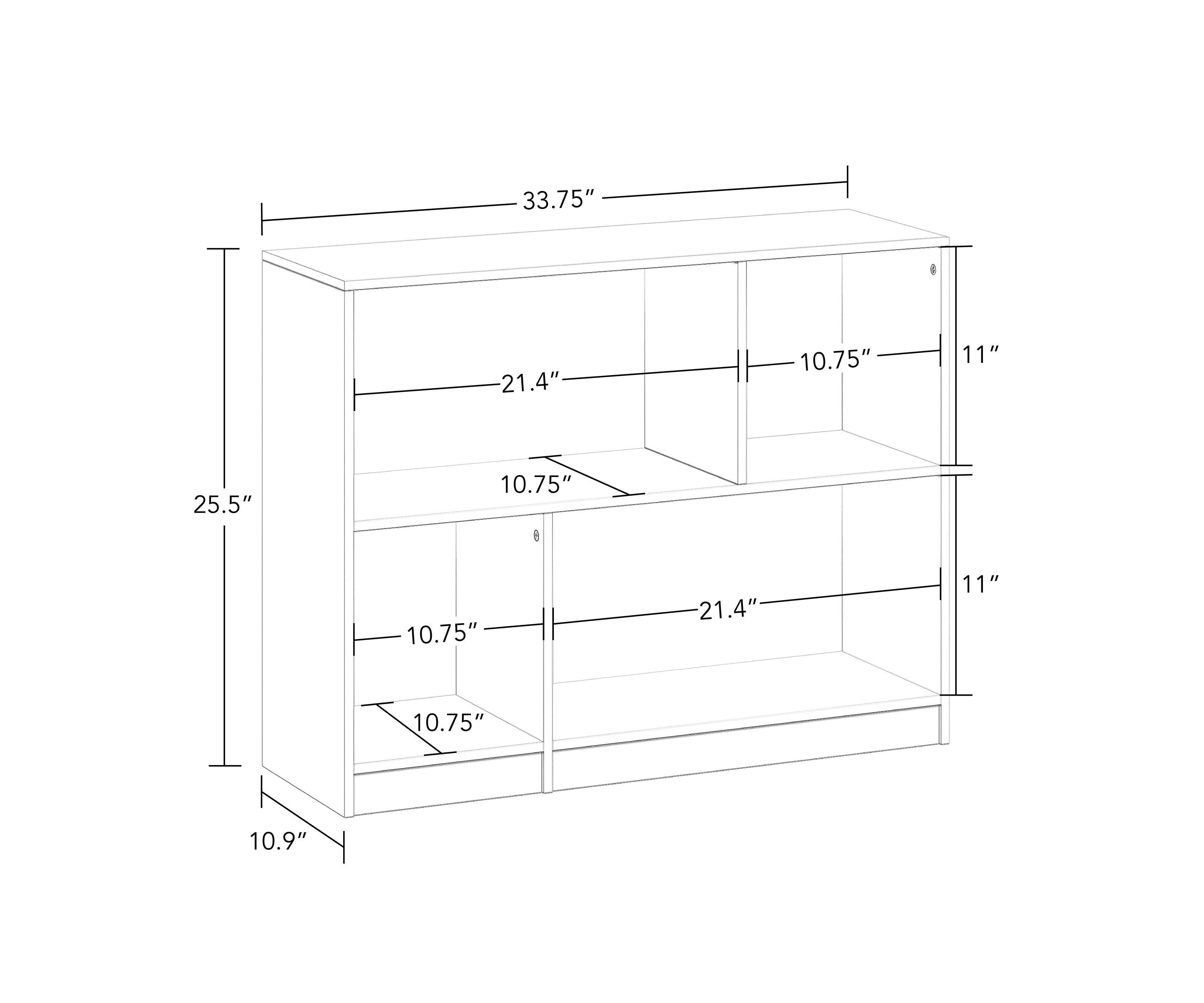 Kids Horizontal Bookcase with Cubbies – White 
