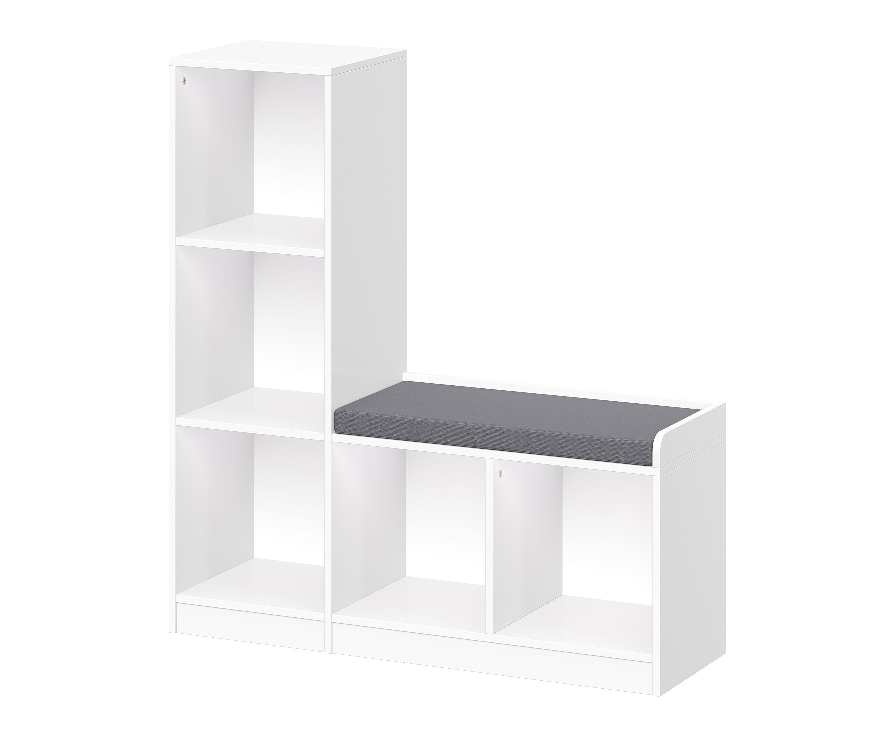 Kids 5 Cubby Storage Bench – White