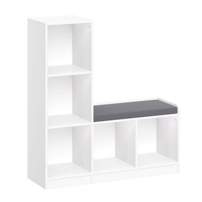 Kids 5 Cubby Storage Bench – White