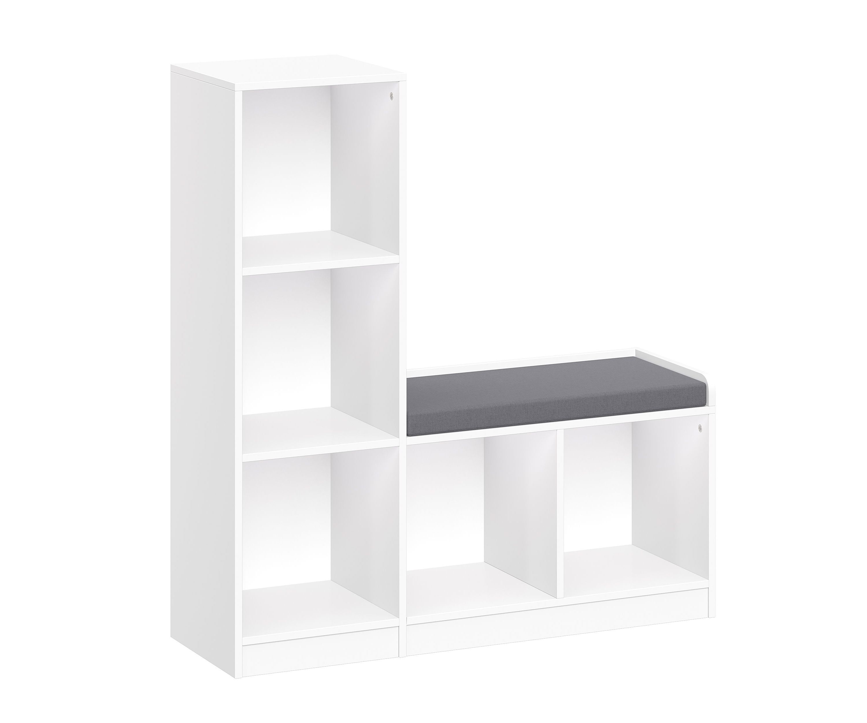 Kids 5 Cubby Storage Bench – White