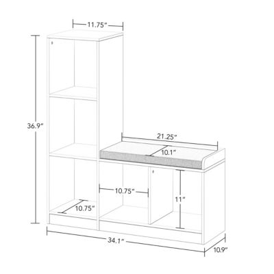 Kids 5 Cubby Storage Bench – White