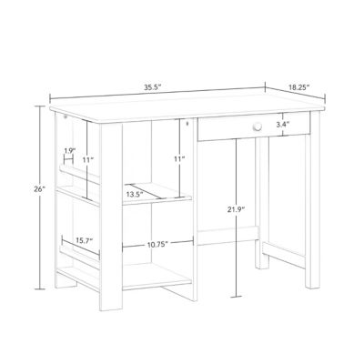 Kids Desk and Chair Set with Cubbies and Bookracks – White