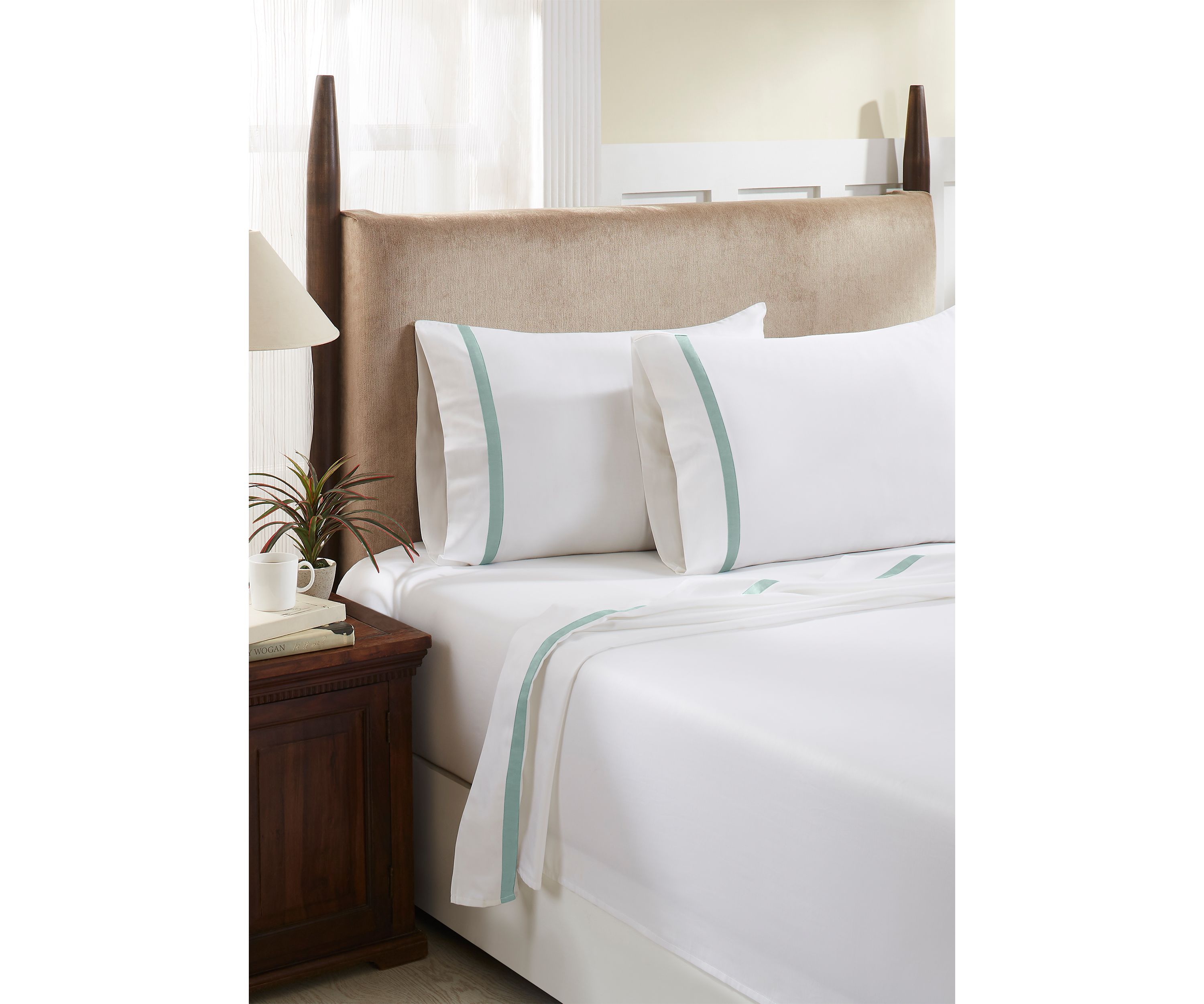 500 Thread Count Tonal Border Sateen Bed Sheet Set