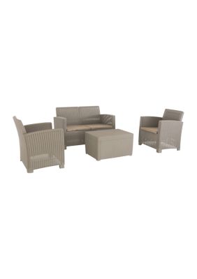 DUKAP ALTA All Weather Faux Rattan 4 Person Seating Set with Cushions