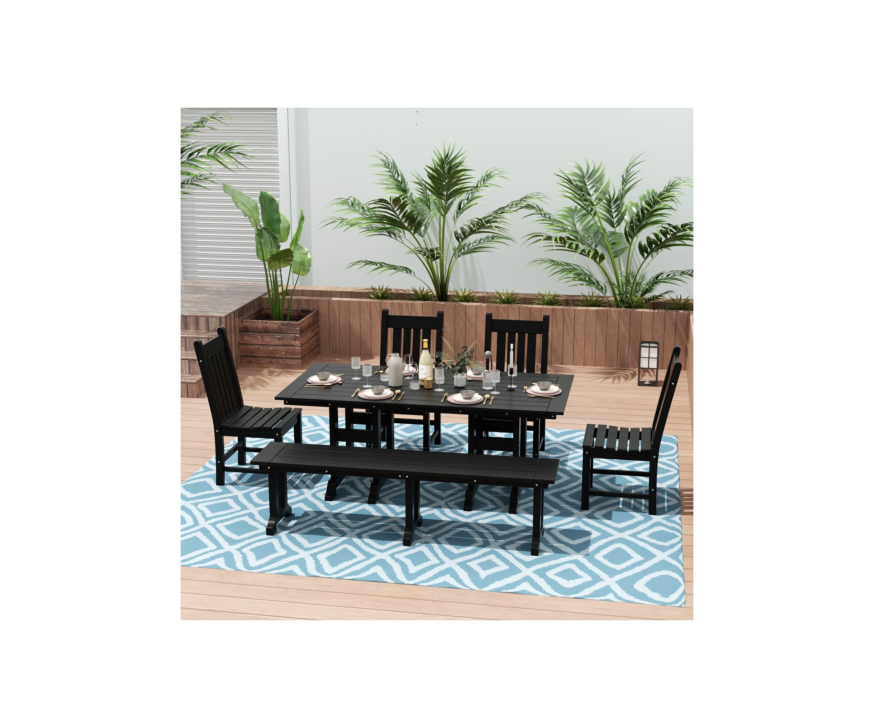 Outdoor All-Weather HDPE 65" Trestle Dining Bench