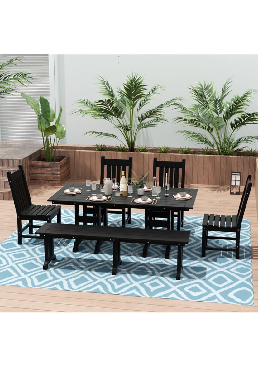 Outdoor All-Weather HDPE 65" Trestle Dining Bench