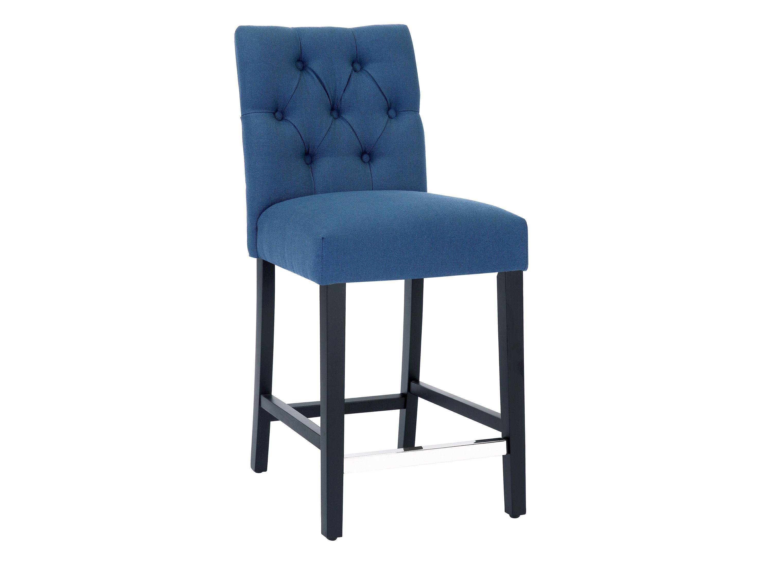 24" Linen Fabric Tufted Upholstered Bar Stool
