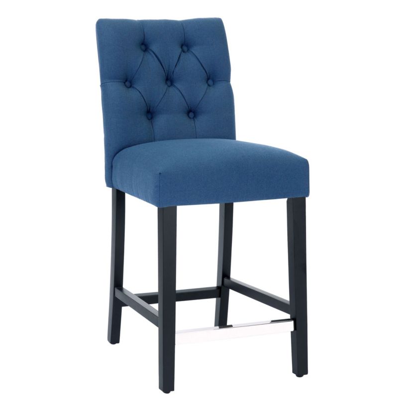 24" Linen Fabric Tufted Upholstered Bar Stool