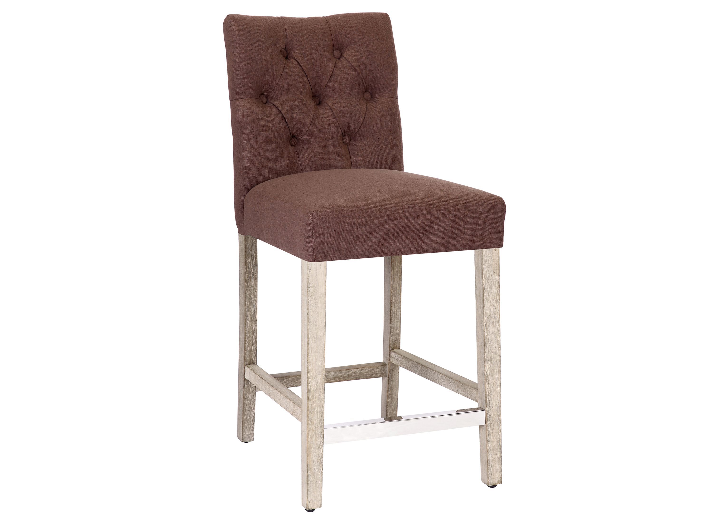 24" Linen Fabric Tufted Upholstered Bar Stool