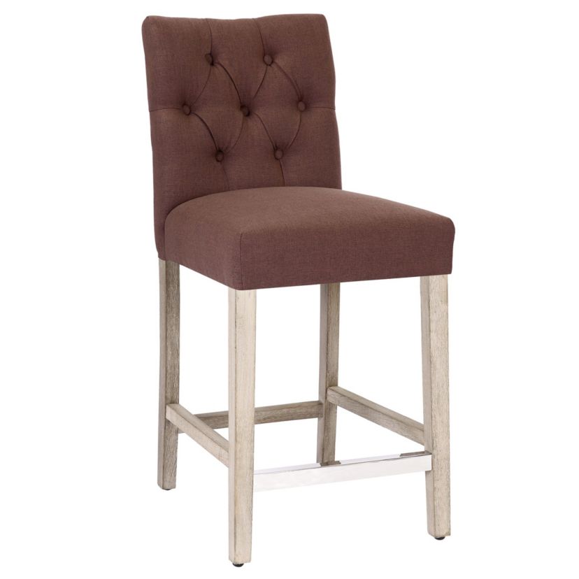 24" Linen Fabric Tufted Upholstered Bar Stool