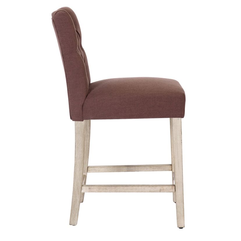 24" Linen Fabric Tufted Upholstered Bar Stool