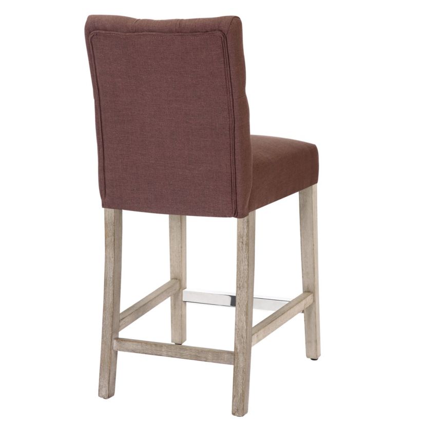 24" Linen Fabric Tufted Upholstered Bar Stool