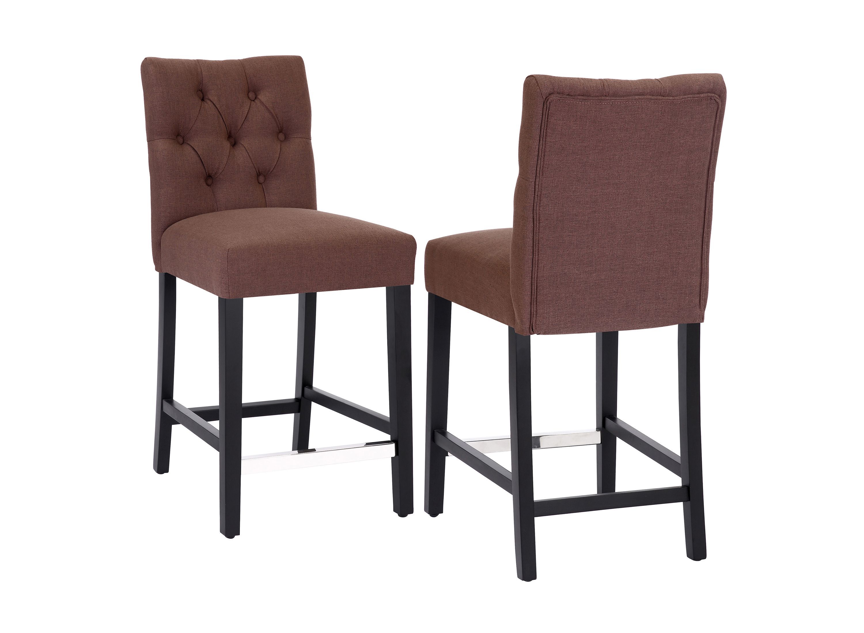 24" Linen Fabric Tufted Upholstered Bar Stool (Set of 2)