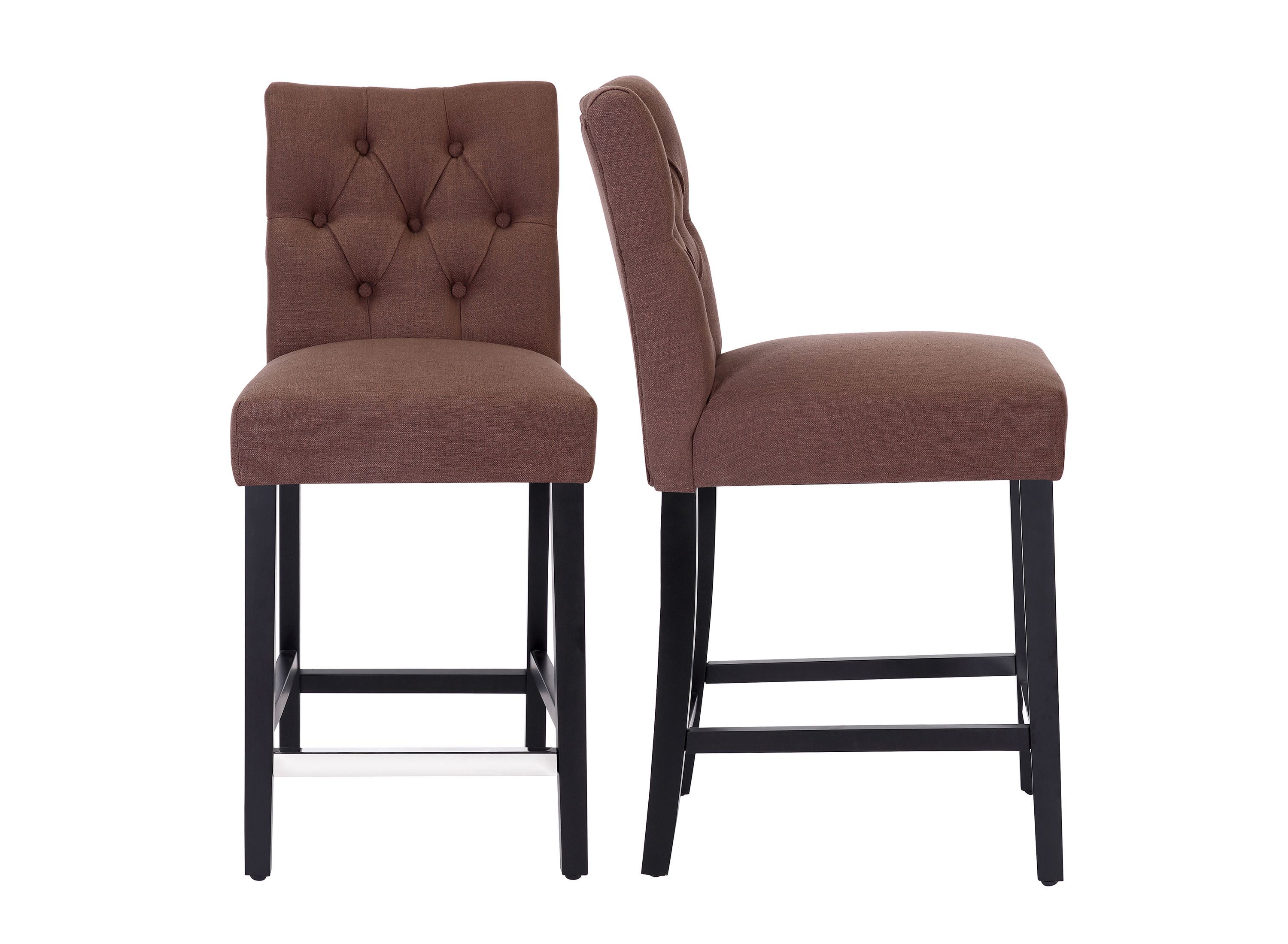 24" Linen Fabric Tufted Upholstered Bar Stool (Set of 2)