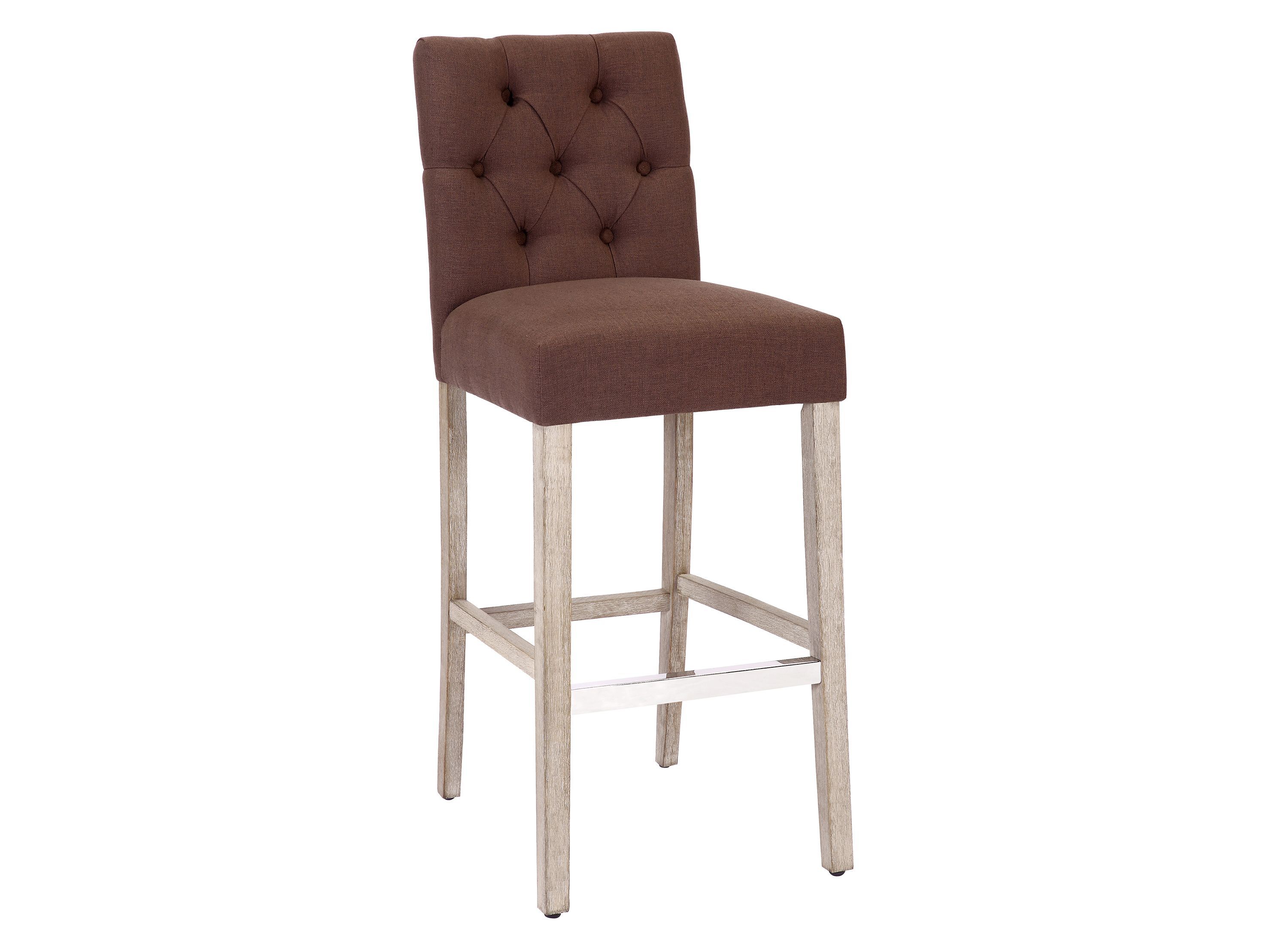 29" Linen Fabric Tufted Upholstered Counter Stool