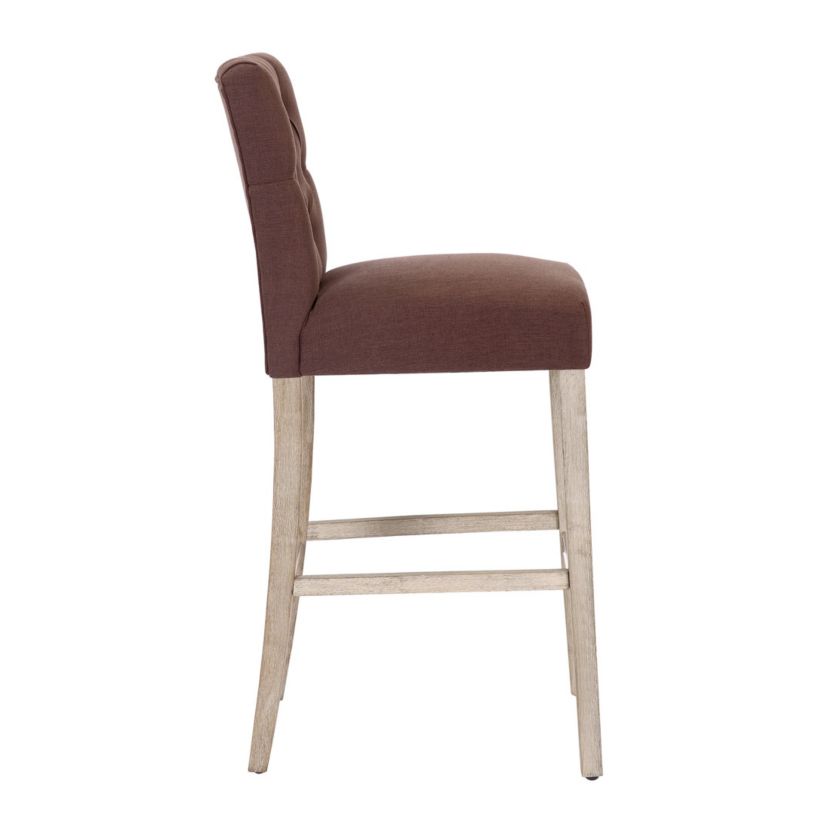 29" Linen Fabric Tufted Upholstered Counter Stool