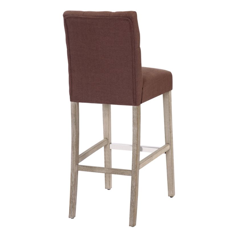 29" Linen Fabric Tufted Upholstered Counter Stool