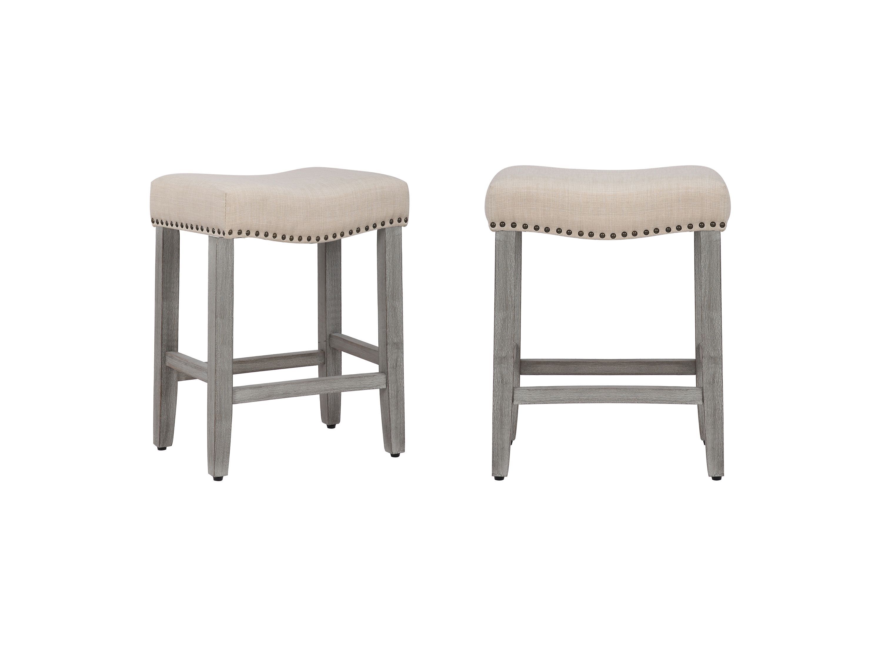 24" Upholstered Nail Head Counter Stool (Set of 2)