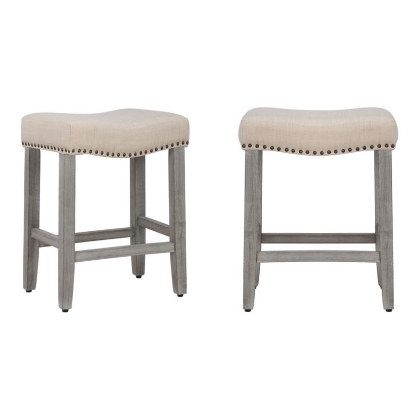 24" Upholstered Nail Head Counter Stool (Set of 2)